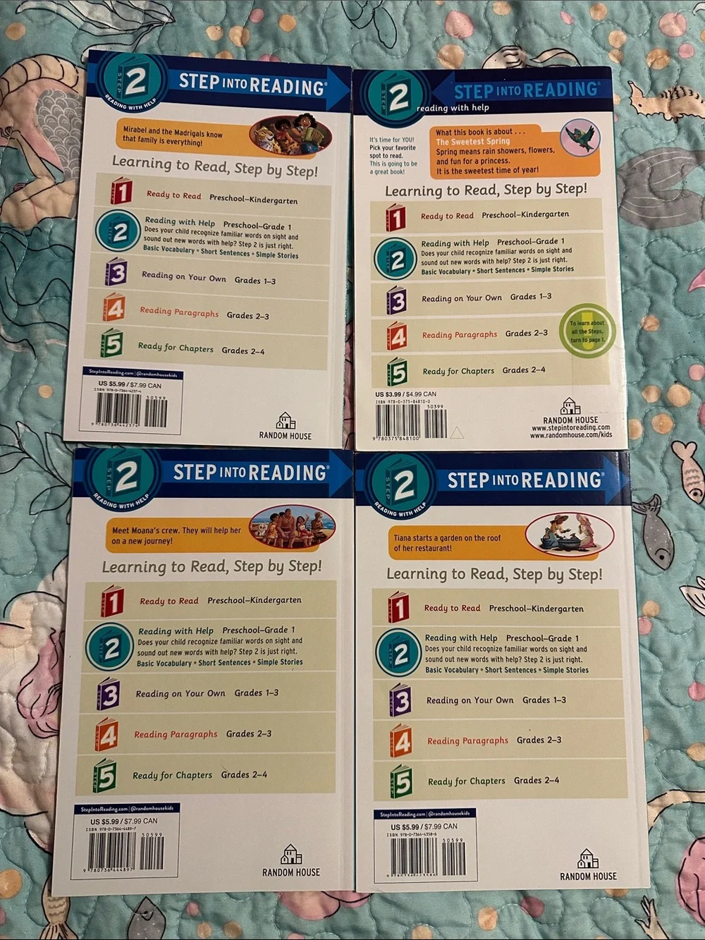 Disney Step into Reading Set with Blue and Green Covers - 4 Books